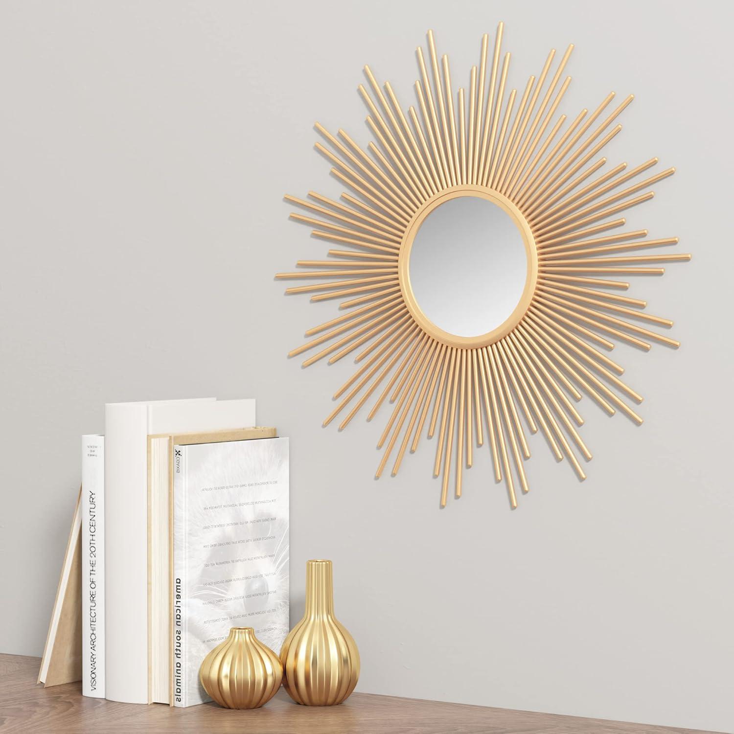 Madison Park Fiore Sunburst Wall Decor Mirror 14.5"D in Gold