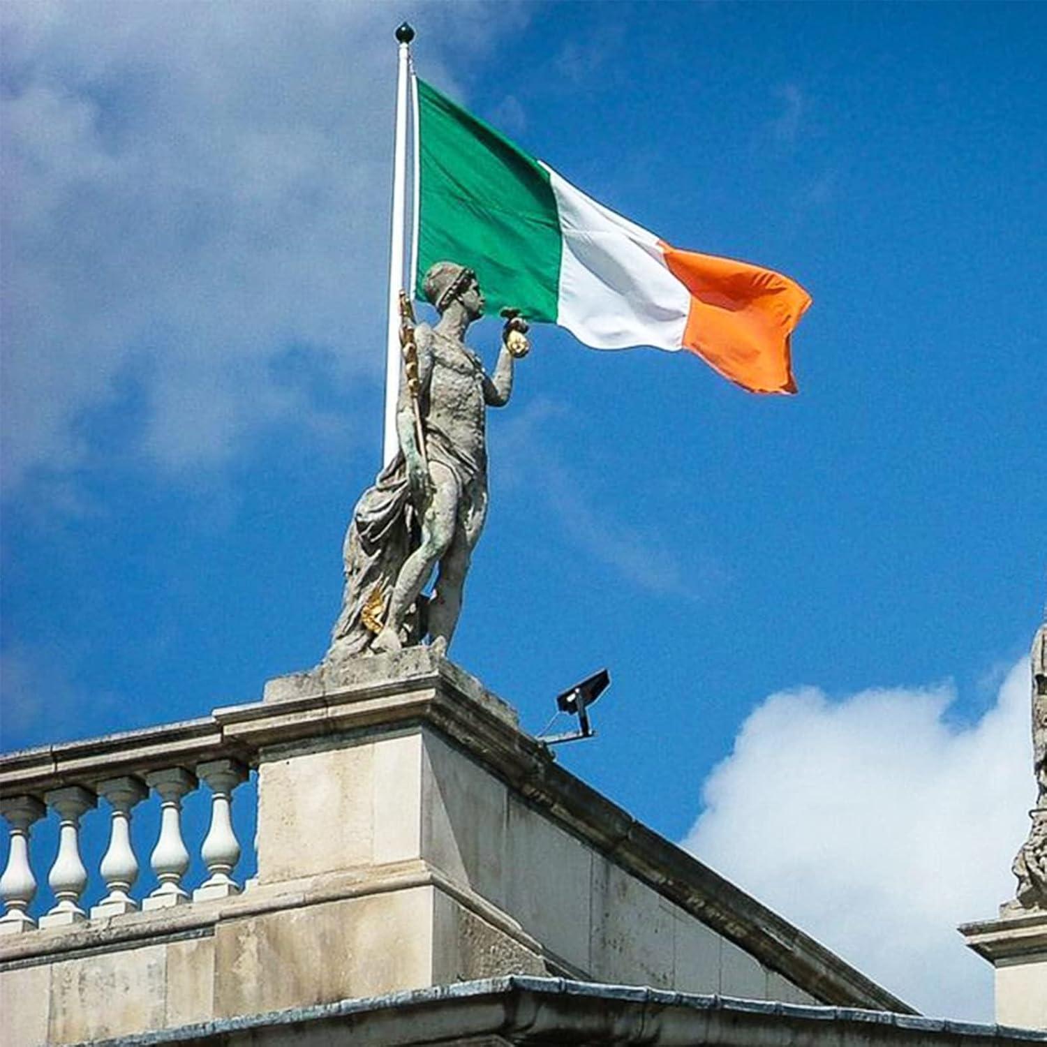 AMZFLAG Irish Flag 3x5 feet Outdoor, Heavy Duty Ireland Flags for St Patrick Day Outside with 2 Brass Grommets, Double Sided Irish Flags for House Decoration
