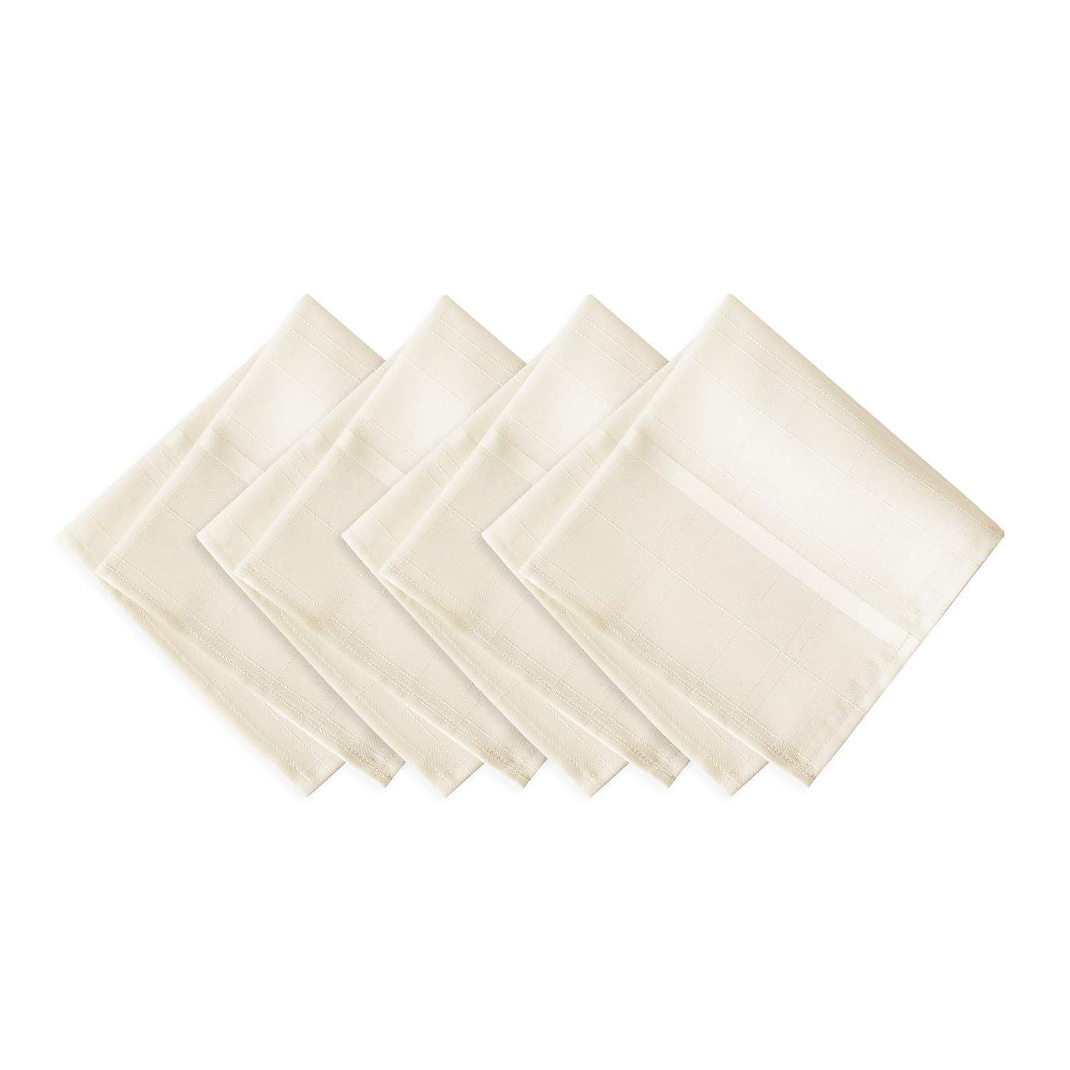 Elegance Plaid Stain Resistant Napkin Set of 4 - 17" x 17" - Beige - Elrene Home Fashions