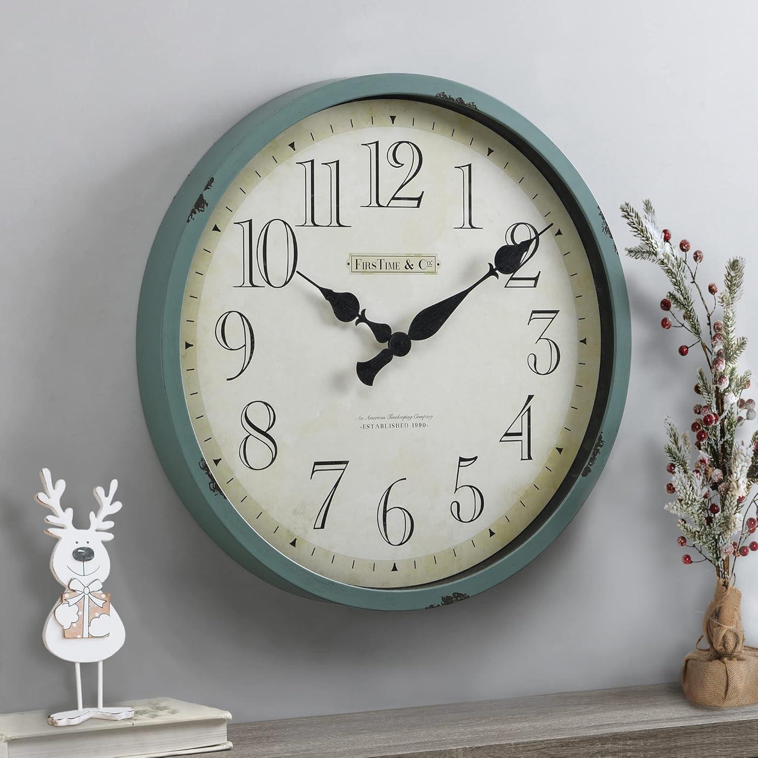 FirsTime & Co. Teal Bellamy Wall Clock, Farmhouse, Analog, 24 x 2 x 24 in