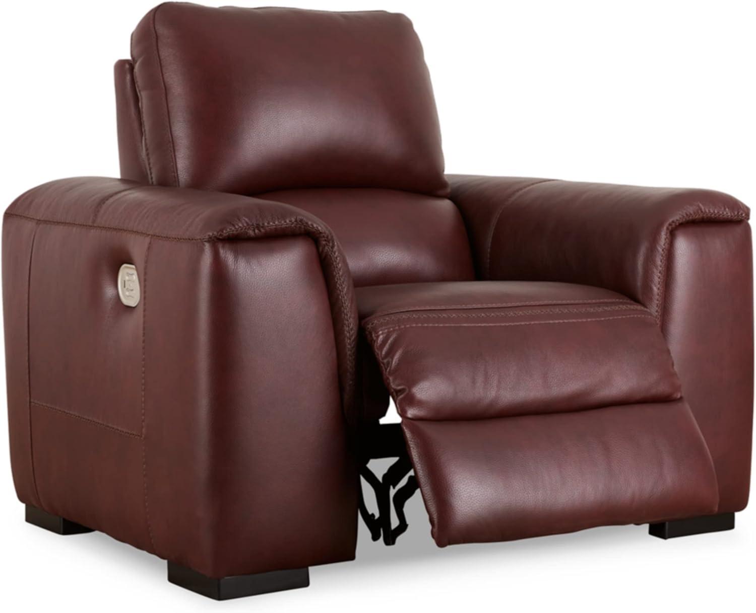 Ashley Furniture Alessandro Leather Power Recliner with Headrest in Red