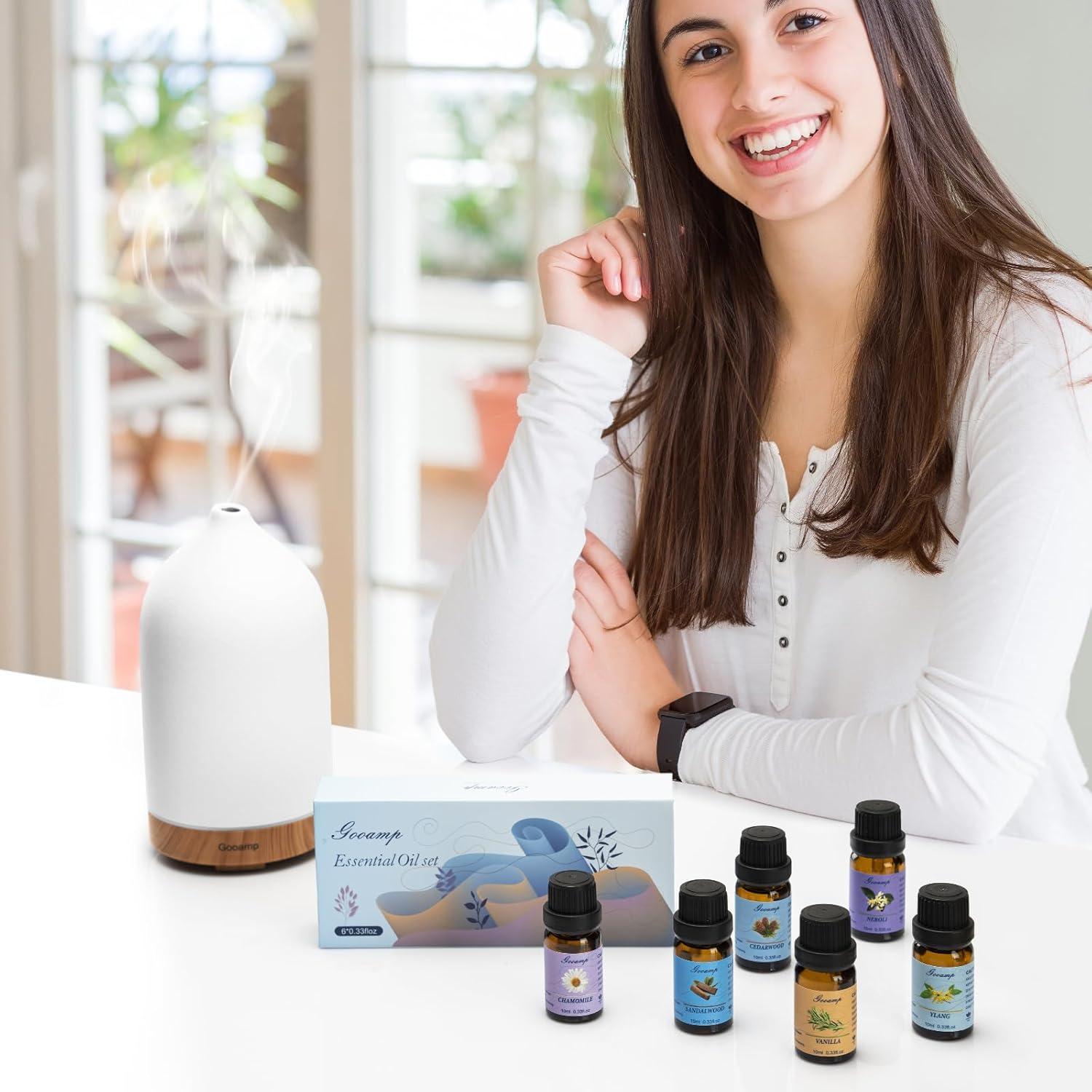 Essential Oils Set - Top 6 Blends for Diffusers, Home Care, Candle Making Scents, Fragrance, Aromatherapy, Humidifiers, Gifts - Peppermint, Tea Tree, Lavender, Eucalyptus, Lemongrass, Orange (10mL)