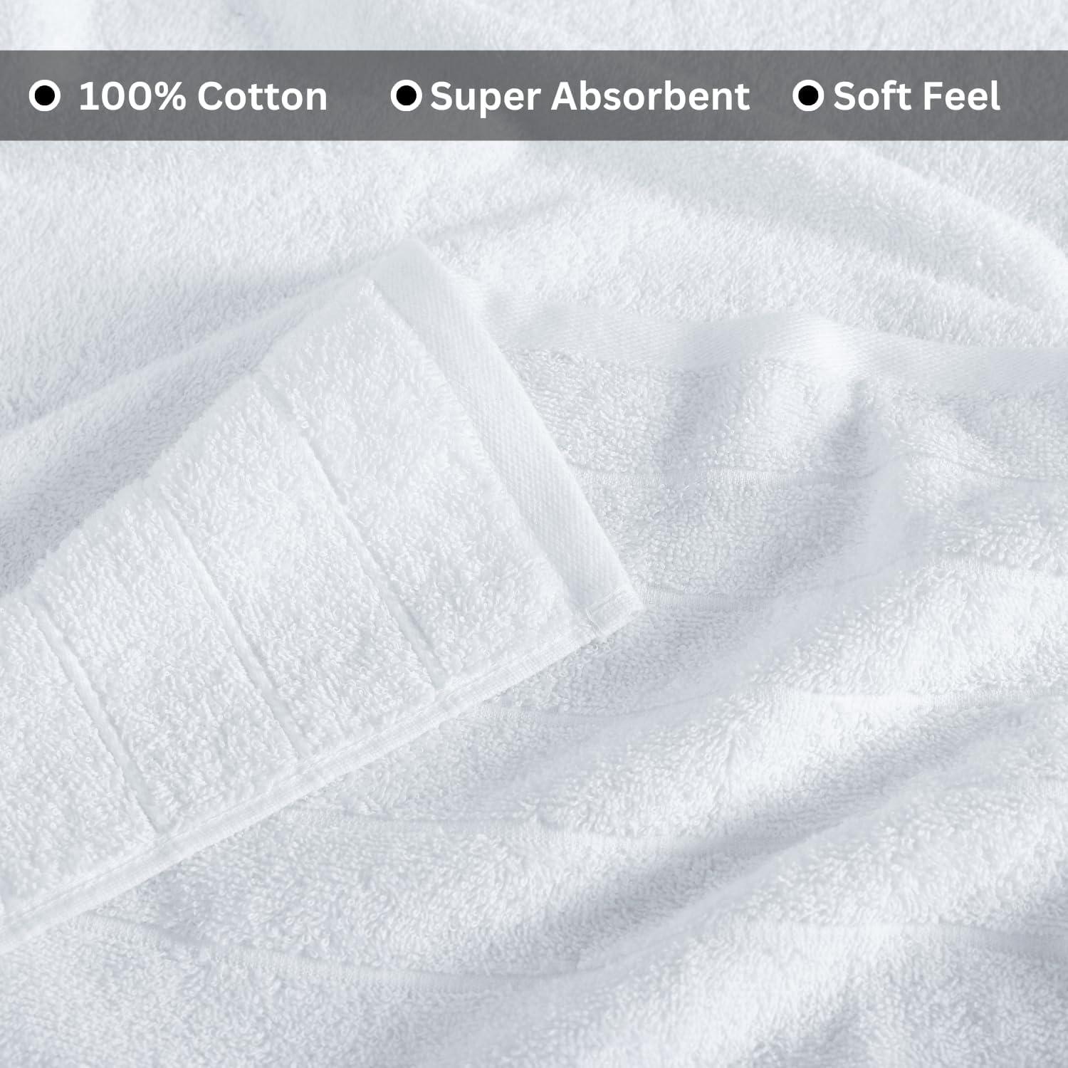 Casa Platino Large Bath Towels Set - Quick Dry Cotton Bath Towels for Bathroom, Spa & Gym - Soft & Highly Absorbent - White