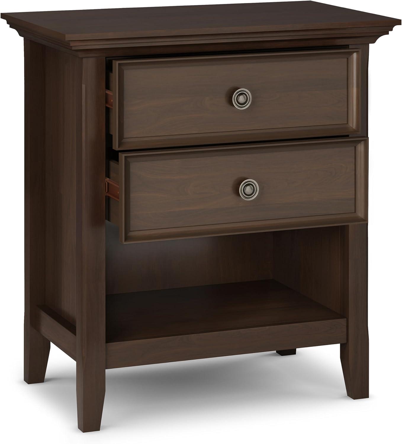 Amherst WOOD 24" Wide Traditional Bedside Nightstand Table in Natural Aged Brown