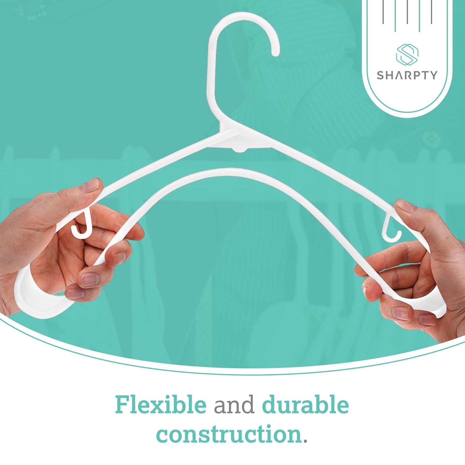 Sharpty Plastic Hangers Clothes Hangers for Clothing, Closet, Coats & Shirts - for Everyday Standard Use, Room Essentials & Basics - 40 Pack - White