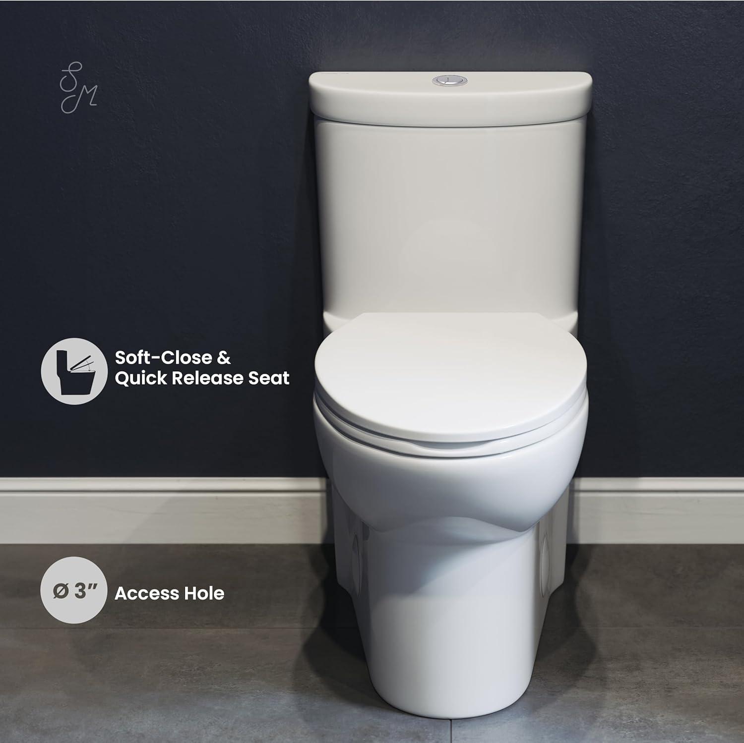 Sublime One-Piece Elongated Dual-Flush Handle Toilet 1.28 gpf