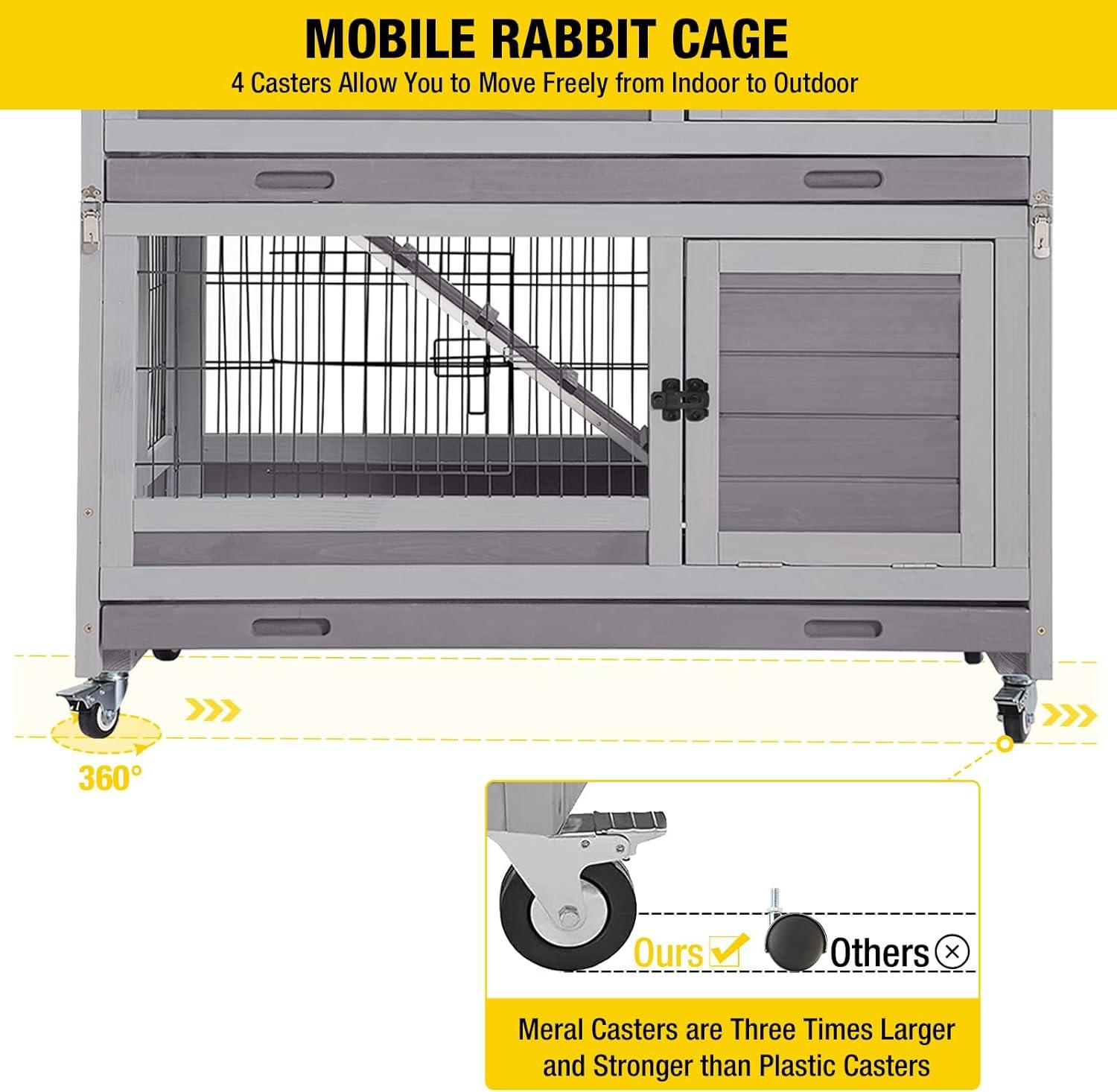 Aivituvin Folding Rabbit Hutch | Outdoor Bunny Cage (Inner Space 14.1 ft²)-AIR18-F