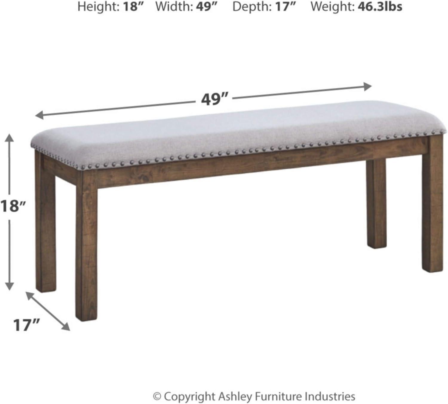 Myshanna Double Upholstered Two-Tone Dining Bench Gray: Nailhead Trim, Rectangle - Signature Design by Ashley