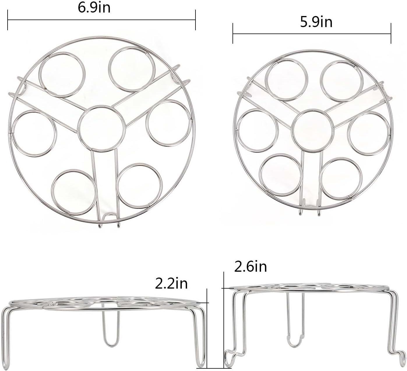 Egg Steamer Rack Trivet for Instant Pot Accessories 5 Qt, 6 Qt, 8 Qt Pressure Cooker 2 Pack Stackable 304 Stainless Steel Multipurpose Cooling Rack,Cooking