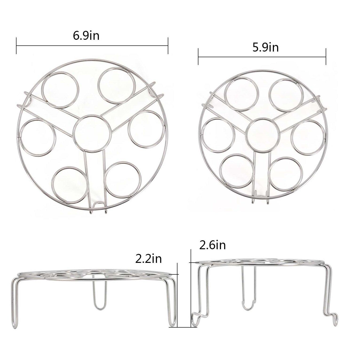 Egg Steamer Rack Trivet for Instant Pot Accessories 5 Qt, 6 Qt, 8 Qt Pressure Cooker 2 Pack Stackable 304 Stainless Steel Multipurpose Cooling Rack,Cooking