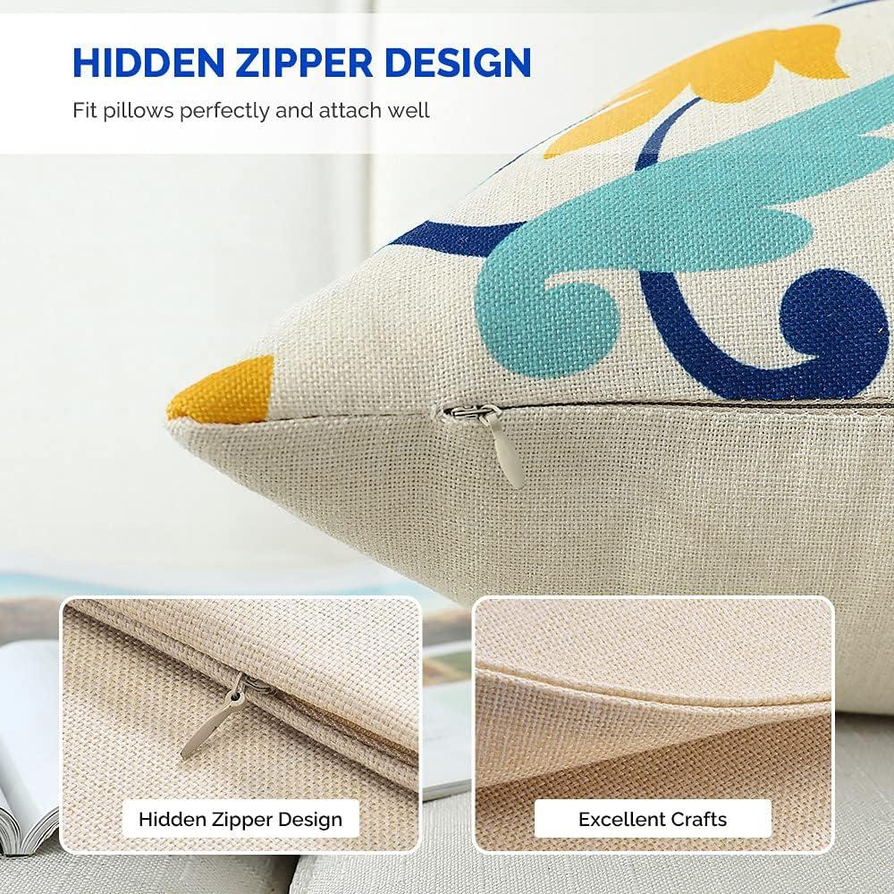 Outdoor Pillows, Outdoor Pillow Covers 18x18 Set of 4 Waterproof Decorative Throw Pillow Covers Boho Decorations for Patio, Garden, Balcony