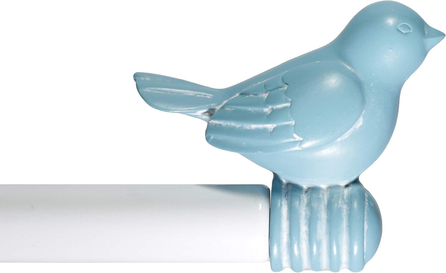 Urbanest 3/4" Bird Adjustable Curtain Rod, 28" to 48", Blue With White Rod