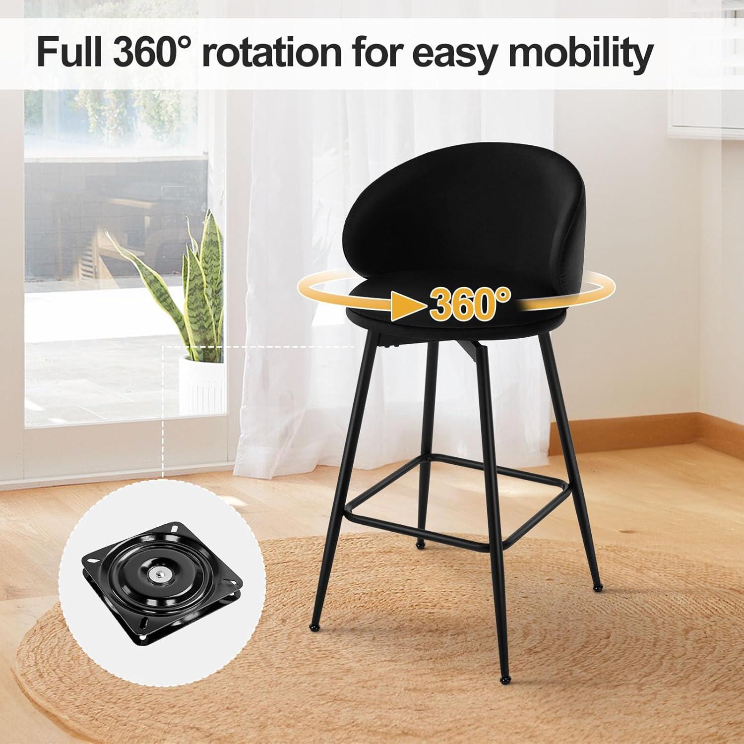 Corrigan Studio® Swivel Upholstered Counter Height Bar Stools (Set of 2)