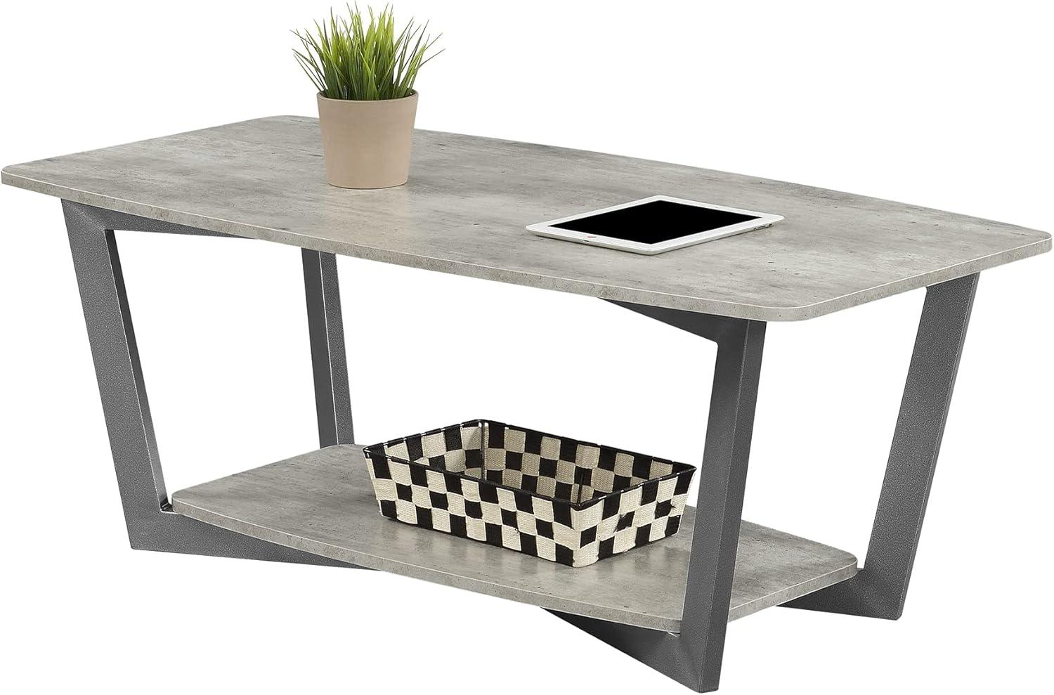 Convenience Concepts Graystone Coffee Table with Shelf, Faux Birch/Slate Gray