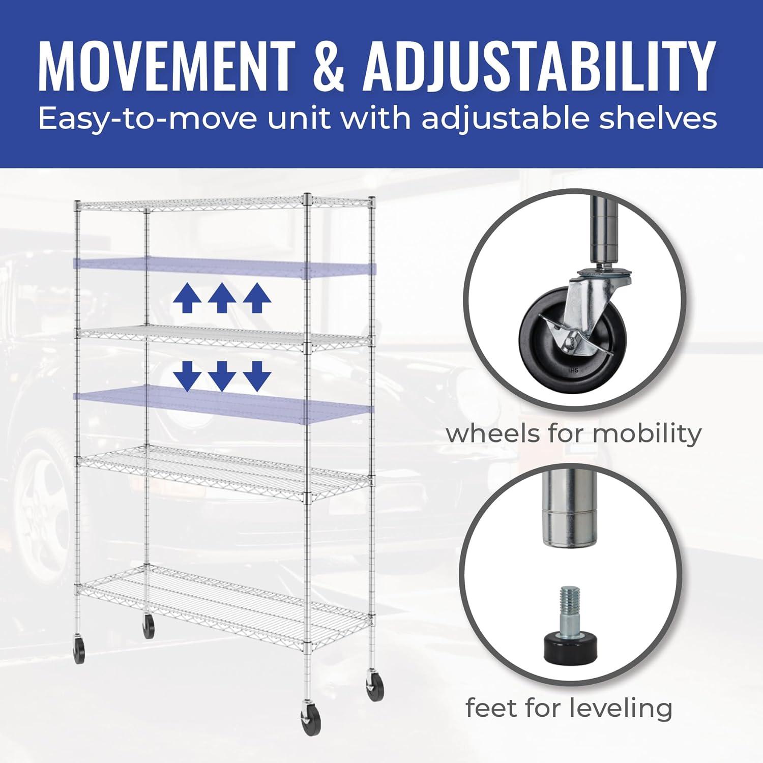 Heavy-Duty 4-Tier Adjustable Wire Shelving Unit