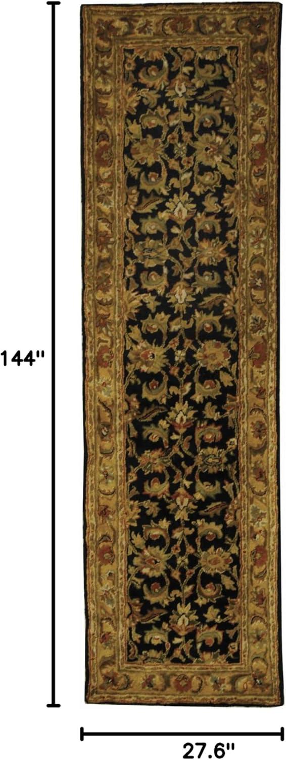 Classic CL758 Hand Tufted Runner Rug - Black/Gold - 2'3"x12' - Safavieh.