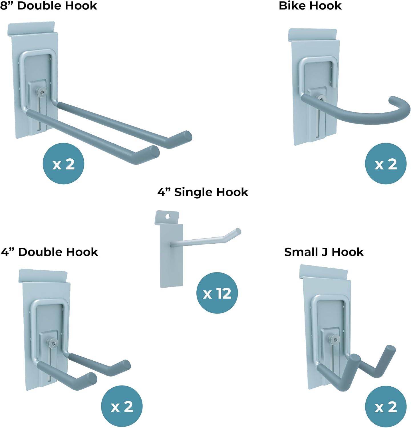 Crownwall 6" Basic Bundle (8x4 ft) with 20-Piece Locking Hook Kit, Slatwall Panels -  Graphite