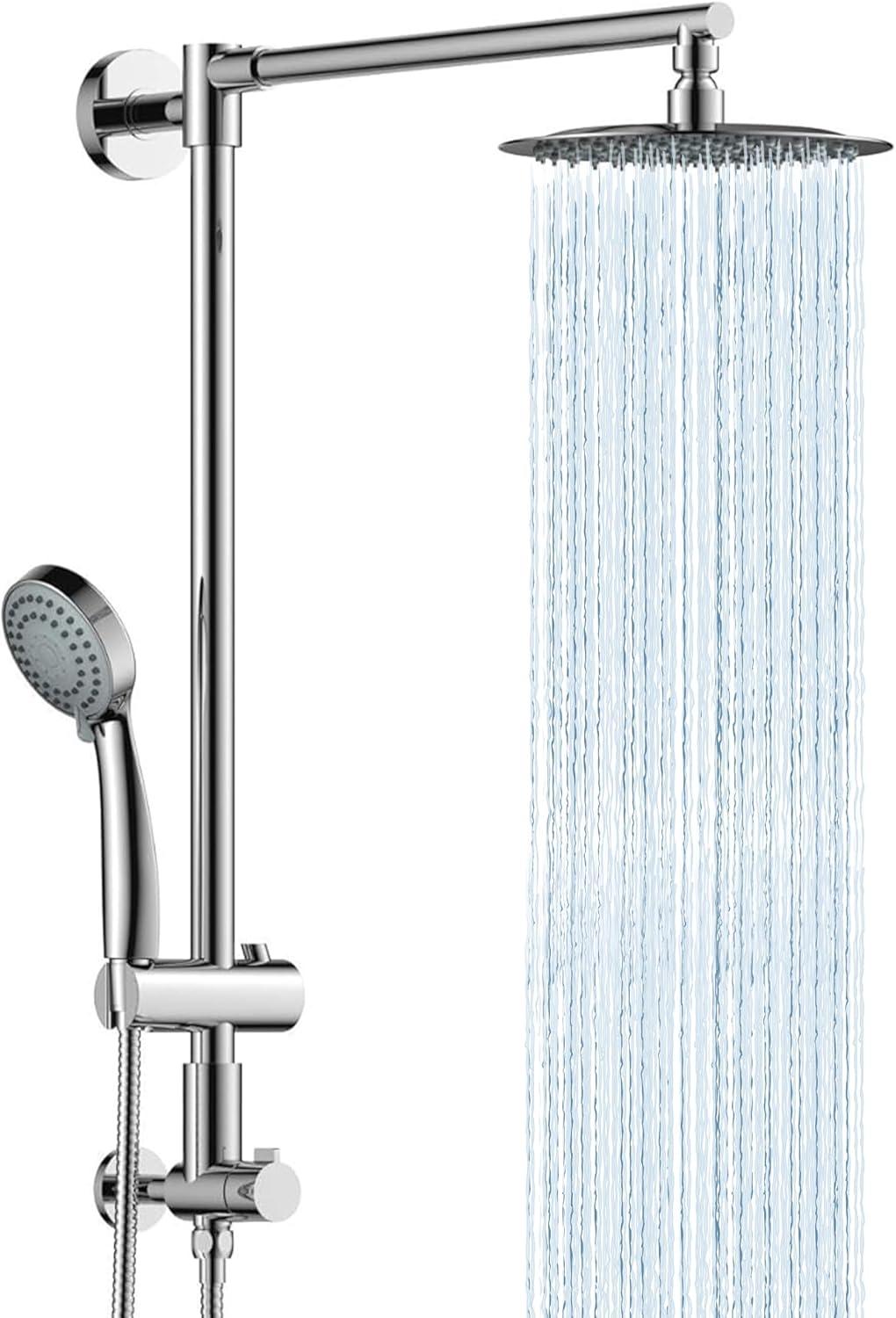 Fennocasa Polaris 1 Rain Shower Set, 8" Rainfall Showerhead & 3-Setting Handheld Spray Combo, Chrome