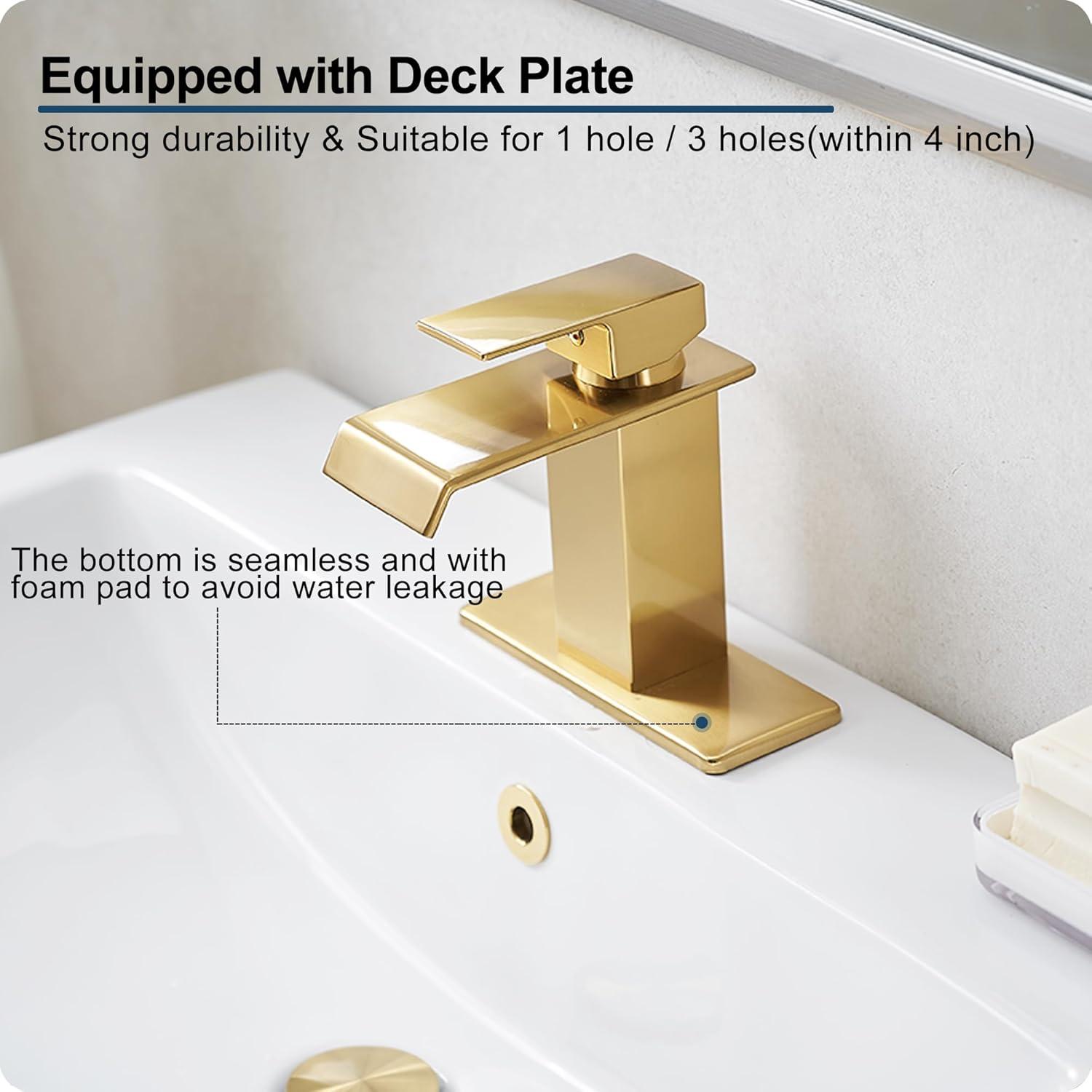HGN TPLT-001LSJ-DP-XS HGN Waterfall Spout Bathroom Faucet with Pop-up Drain