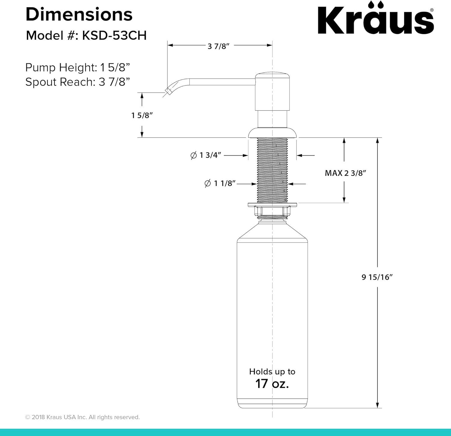 Chrome Stainless Steel Modern Kitchen Soap Dispenser