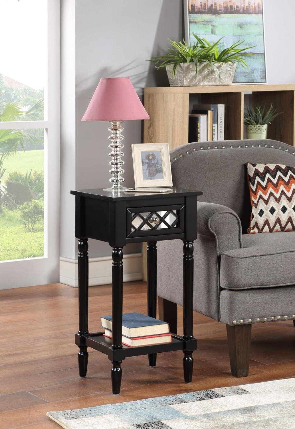 Convenience Concepts French Country Khloe Deluxe 1 Drawer Accent Table with Shelf, Black