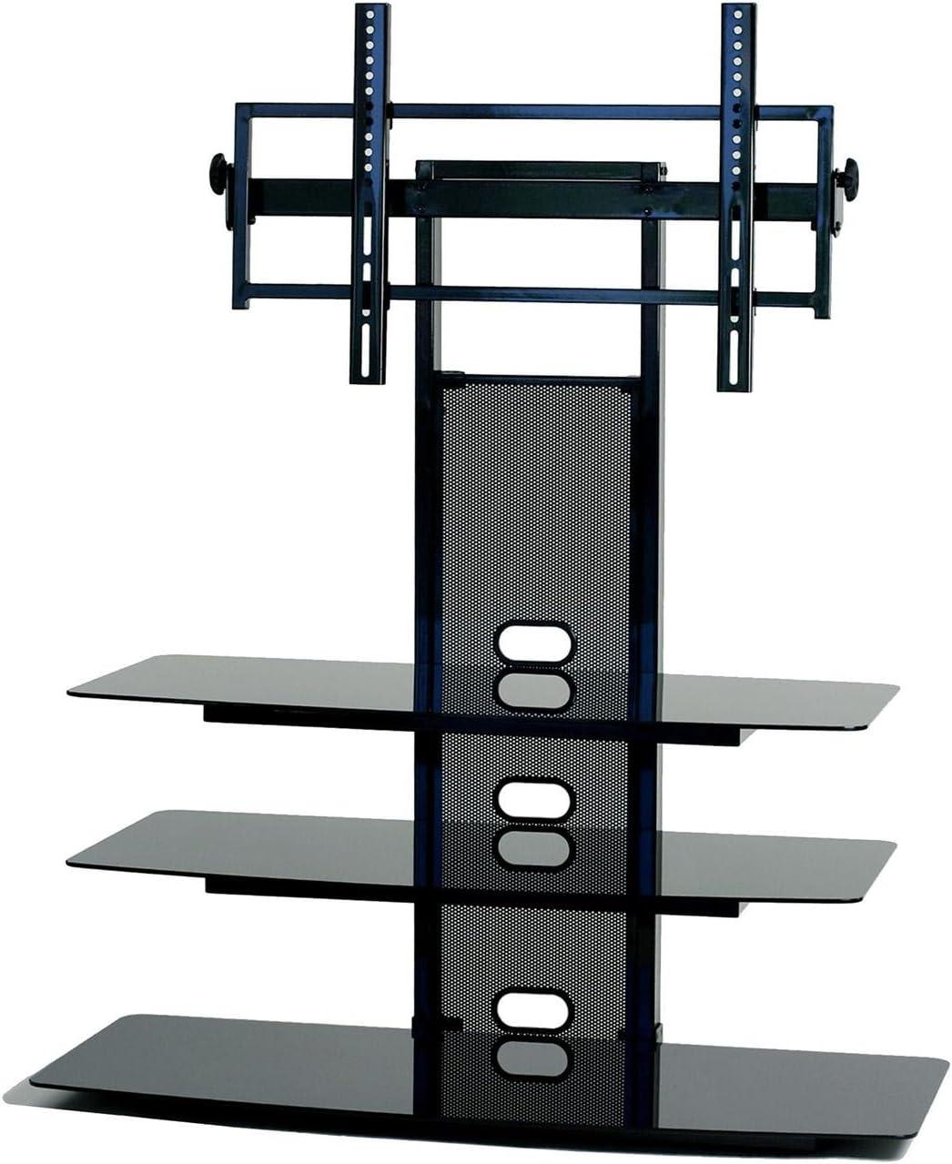 TransDeco TV stand mounting system with 3 AV component shelves for most of the 35 – 85