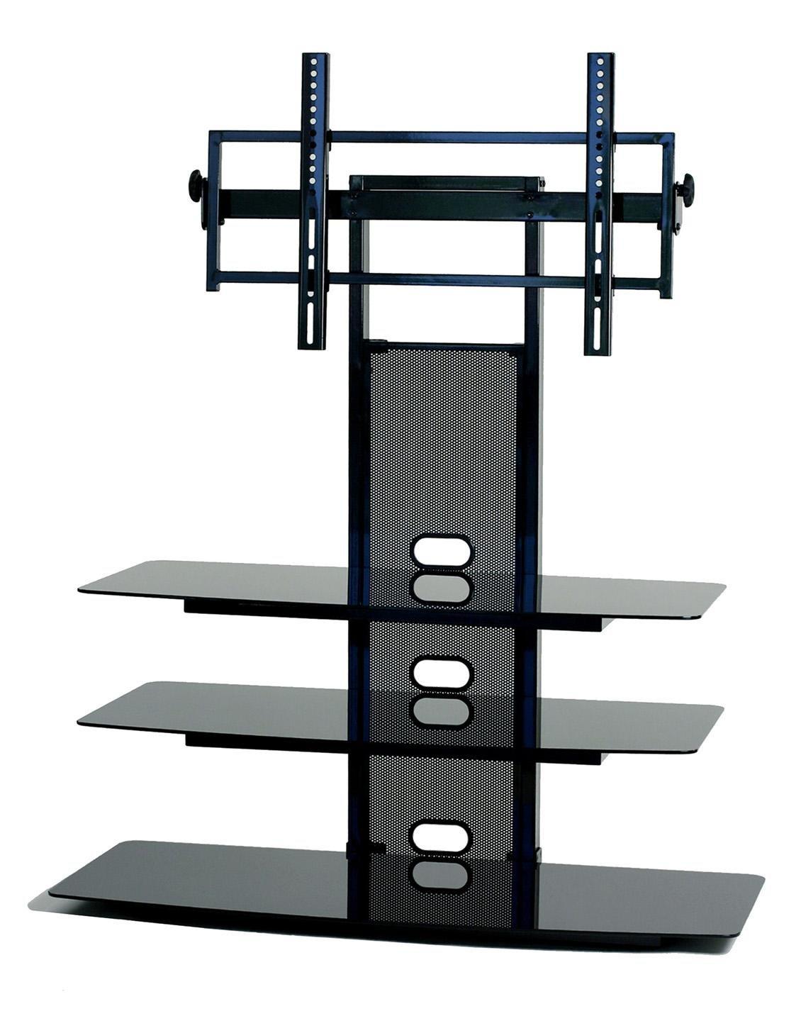 TransDeco TV stand mounting system with 3 AV component shelves for most of the 35 – 85
