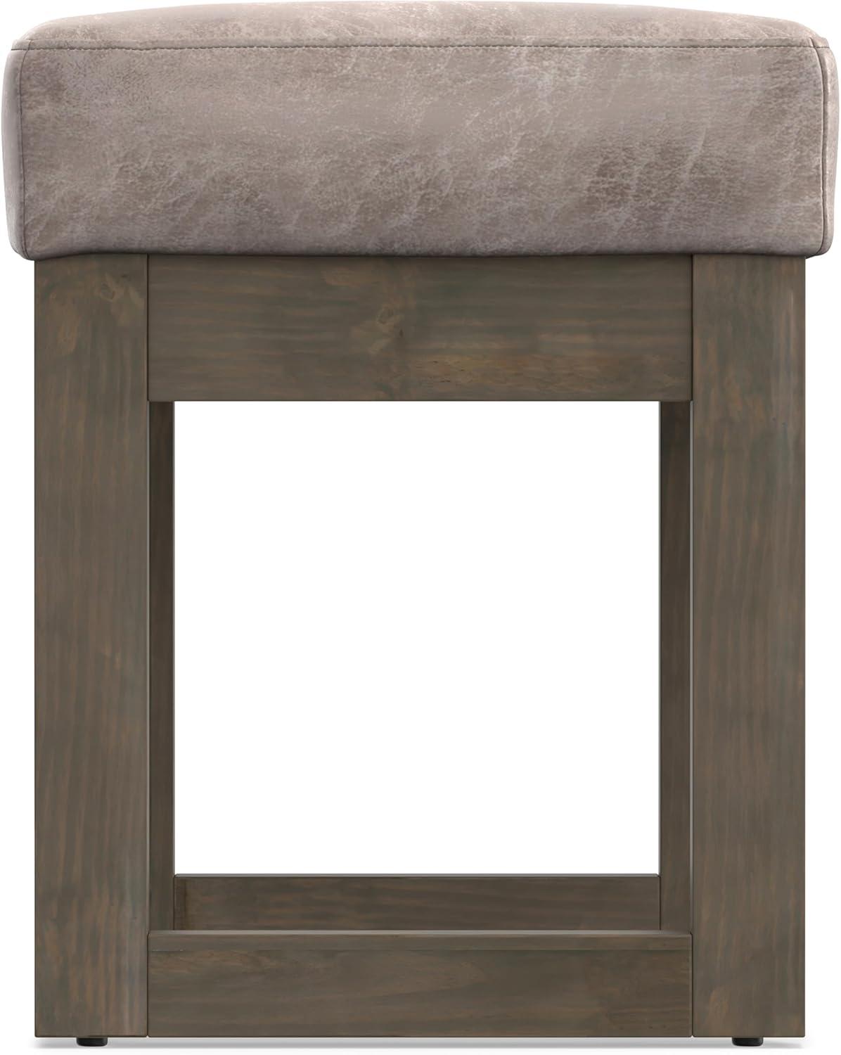 Simpli Home Milltown Ottoman Bench with Upholstered Seat and Solid Wood Frame