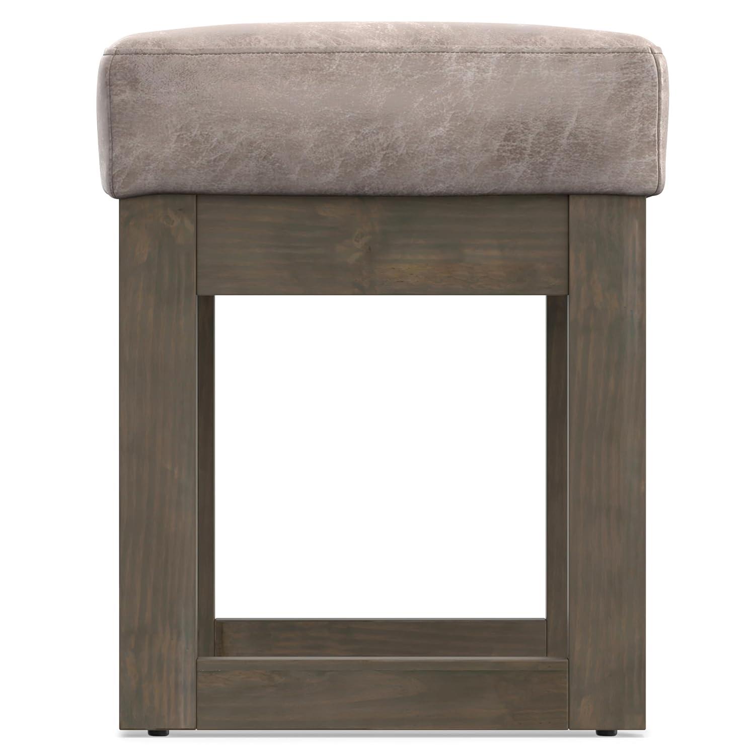 Simpli Home Milltown Ottoman Bench with Upholstered Seat and Solid Wood Frame