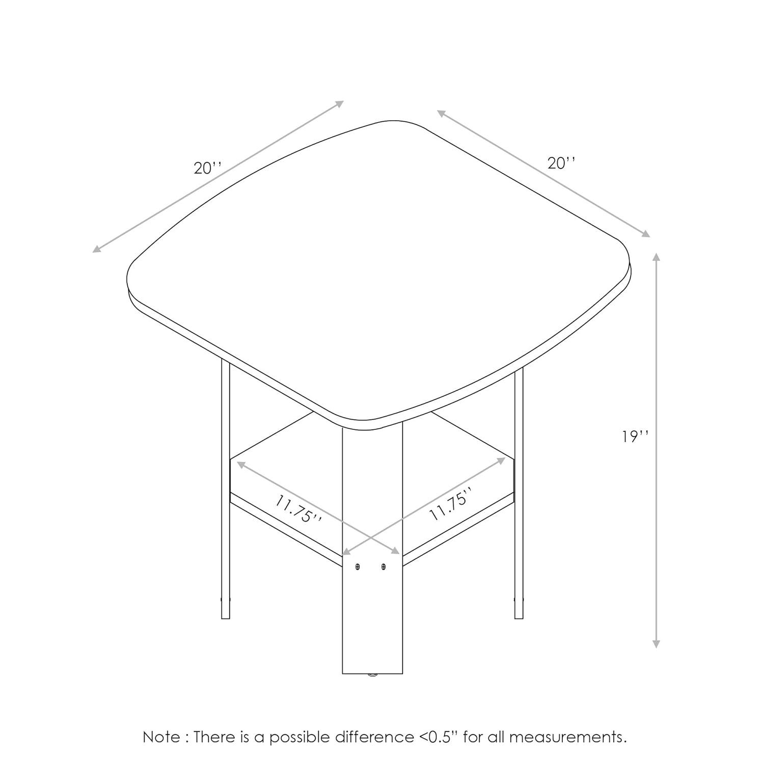 Furinno Simple Design End Table, 2-Pack, Espresso