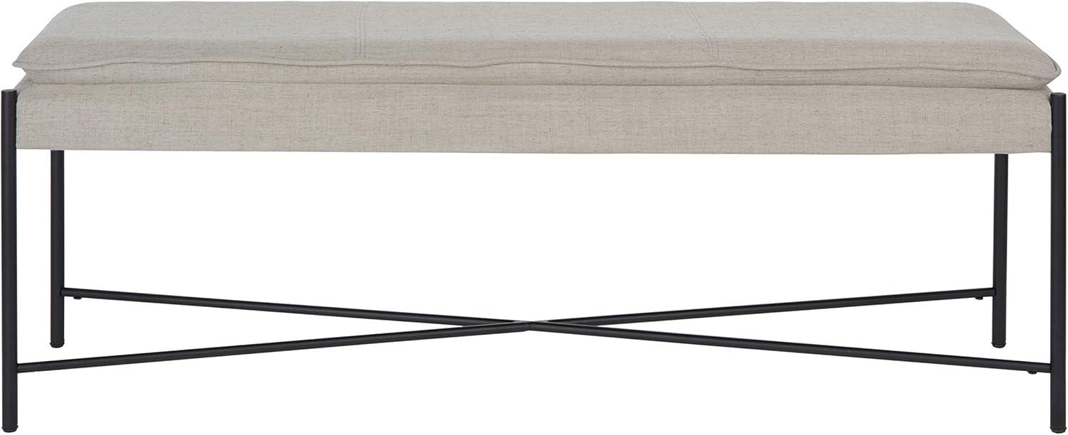 Kara Cushioned X Bench - Light Grey Linen/Black - Safavieh