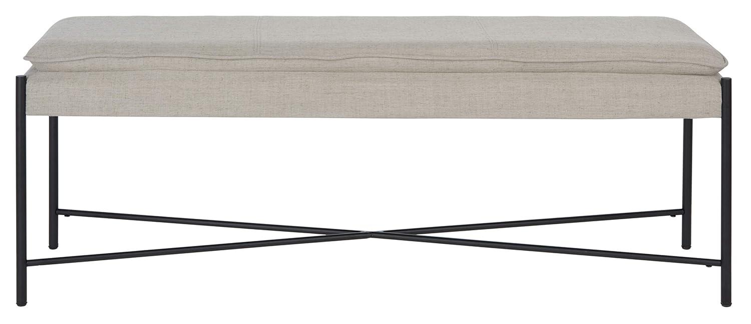 Kara Cushioned X Bench - Light Grey Linen/Black - Safavieh