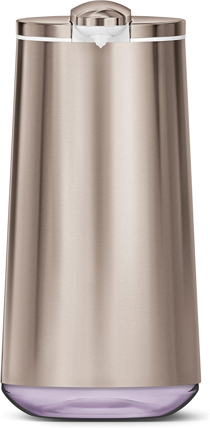 simplehuman 10oz Rechargeable Stainless Steel Sensor Pump Automatic Foam Soap Dispenser with Refillable Cartridge