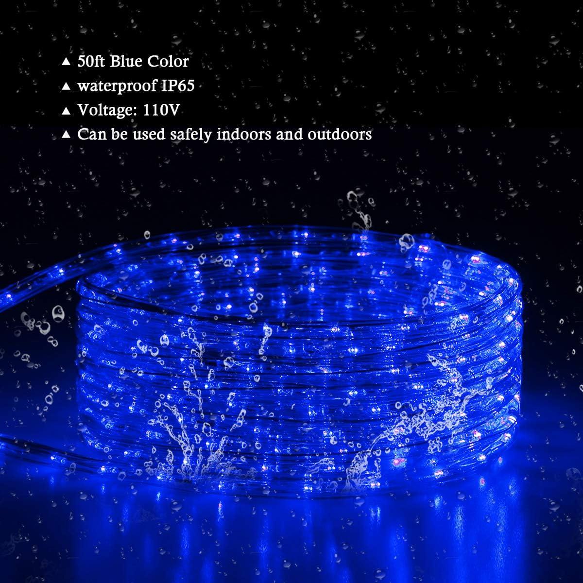 50 Ft Blue Waterproof LED Outdoor Rope Lights