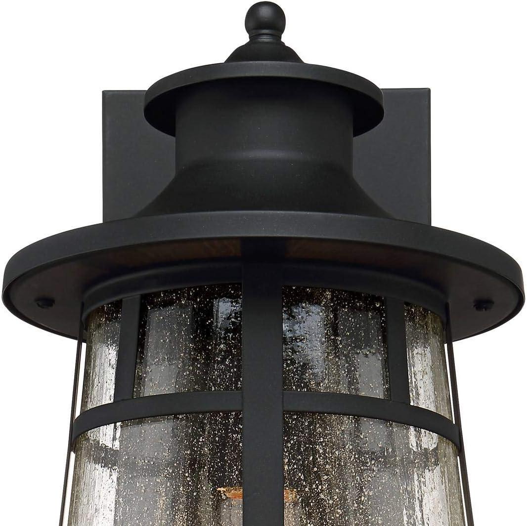 John Timberland Clement Mission Outdoor Wall Light Fixtures Set of 2 Cast Iron Black 15" Clear Seedy Glass for Post Exterior Barn Deck House Porch