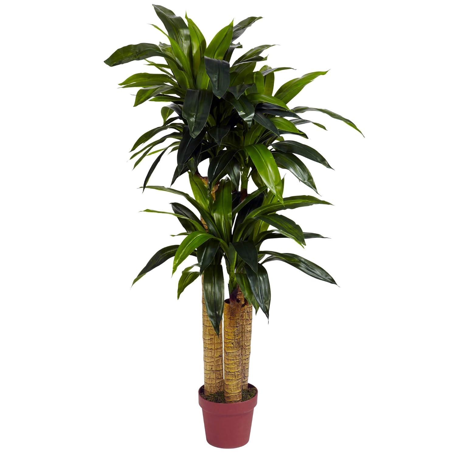 Nearly Natural 4-ft Corn Stalk Dracaena Silk Plant (Real Touch)