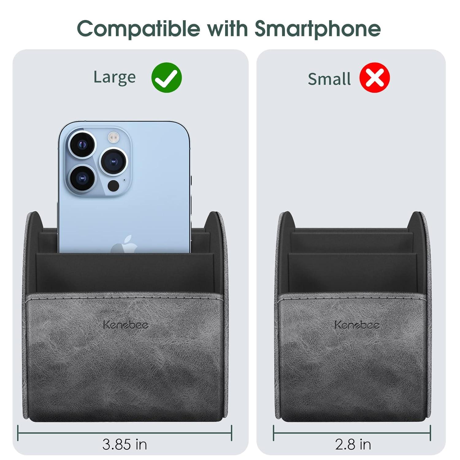 Large Remote Control Holder with 5 Compartments, KENOBEE Anti-slip Desktop Caddy Storage Organizer for Phone, Remote Controllers, Office Supplies, Makeup Brush, Media Accessories,Gray