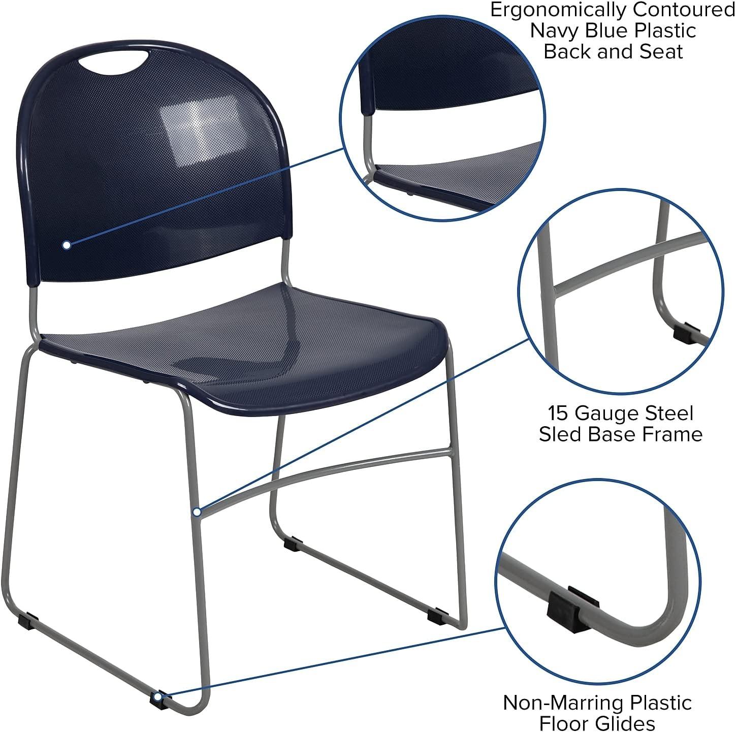 Flash Furniture Gaea 880 lb. Capacity Ultra-Compact Stack Chair with Metal Frame (Set of 5)