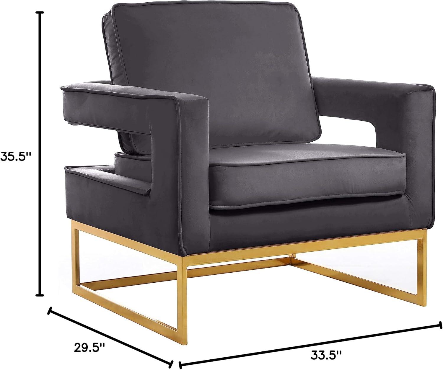 Meridian Furniture Noah Gray Velvet Accent Chair with Gold Iron Base