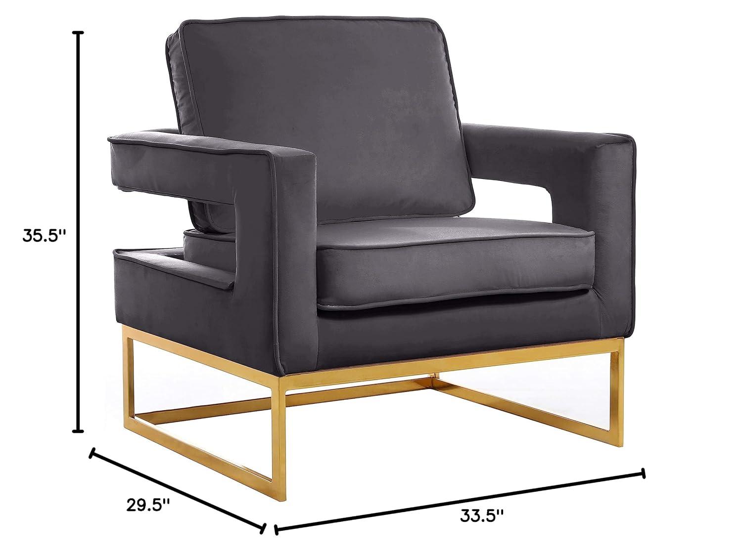 Meridian Furniture Noah Gray Velvet Accent Chair with Gold Iron Base