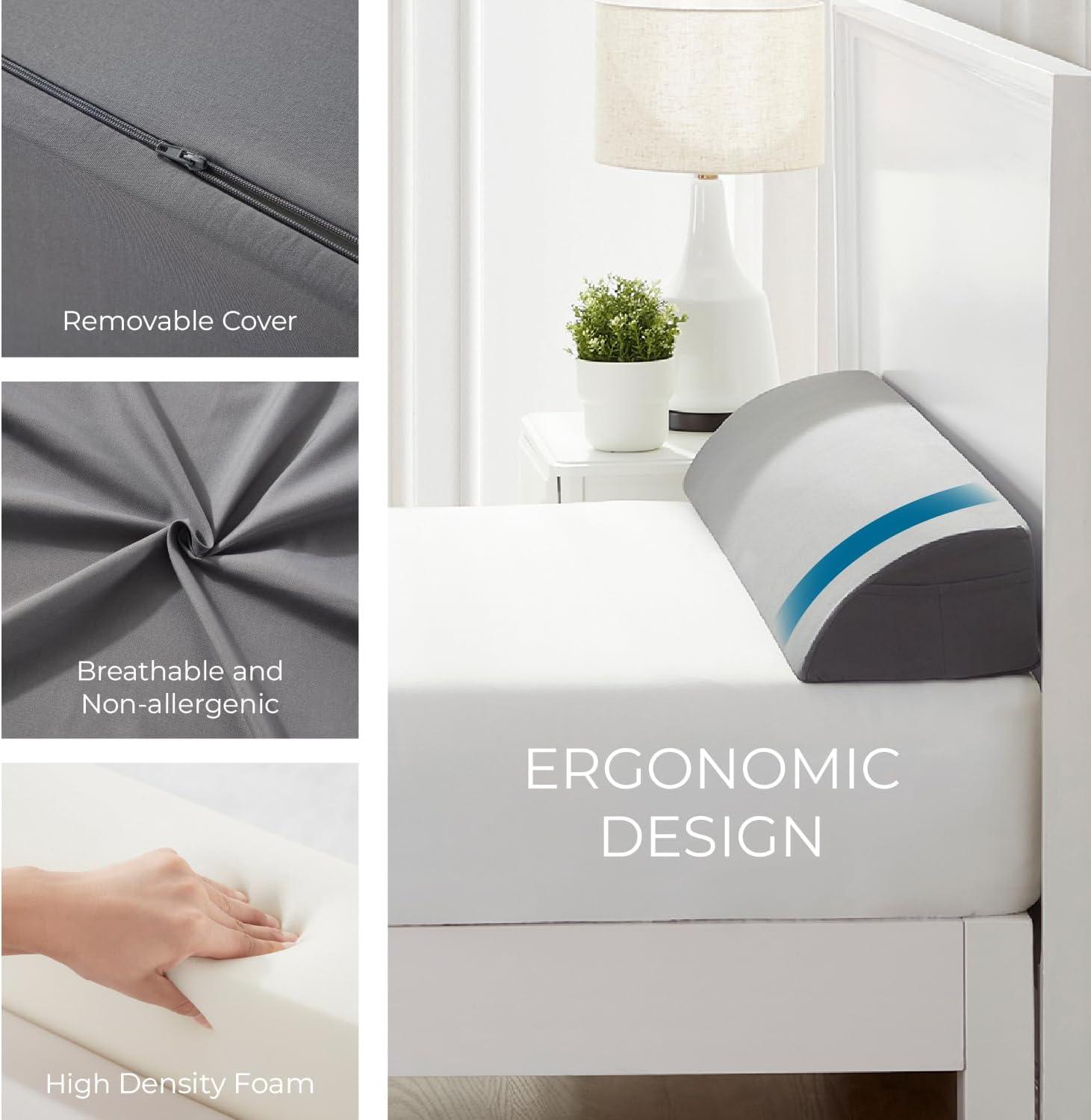 Nestl Bed Wedge Pillow for Headboard, Bed Gap Filler King Size with Side Pockets