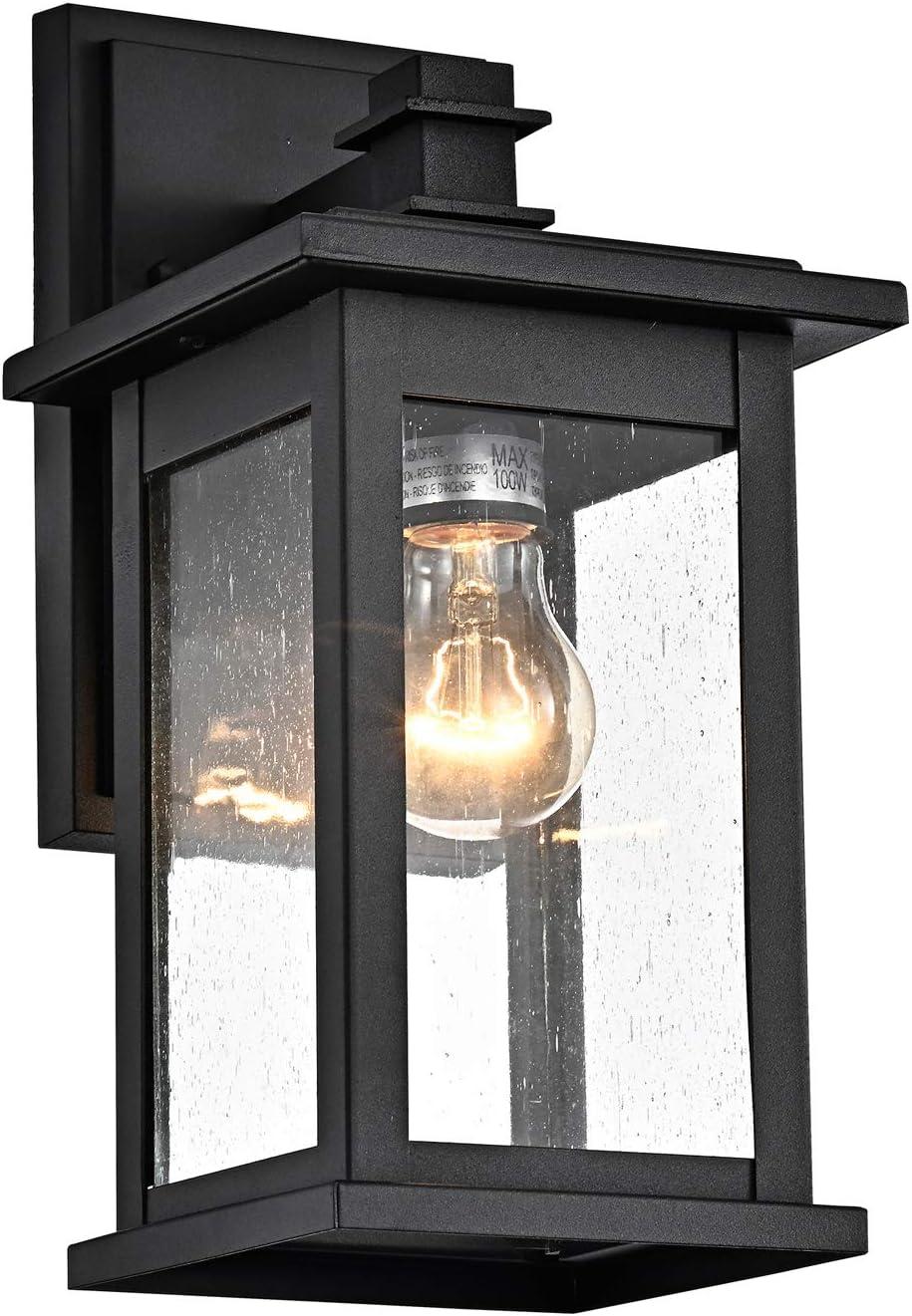 1 Light Transitional Square 12 Inch Outdoor Wall Lantern Matte Black Black Matte