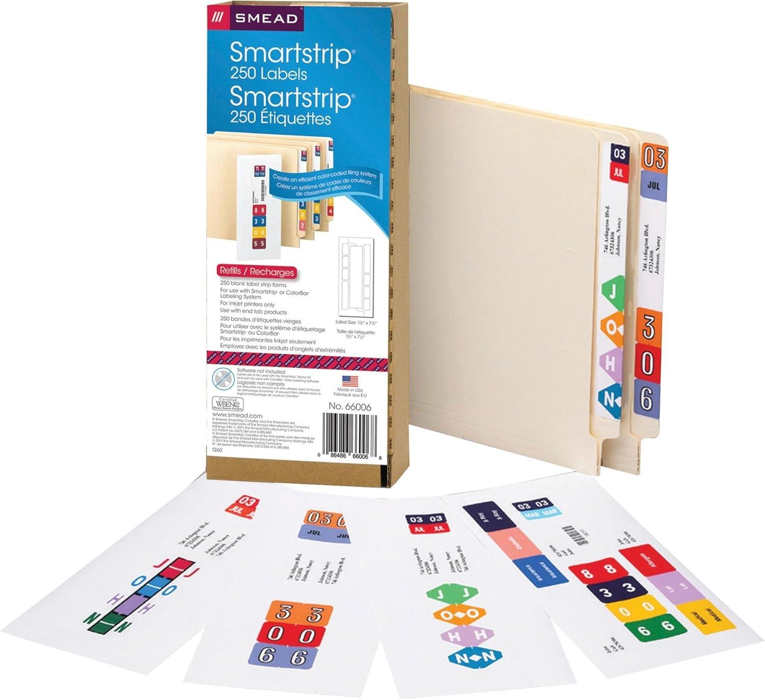 Smead SmartStrip Refill Label Kit, 250 Label Forms/Pack, Inkjet -SMD66006