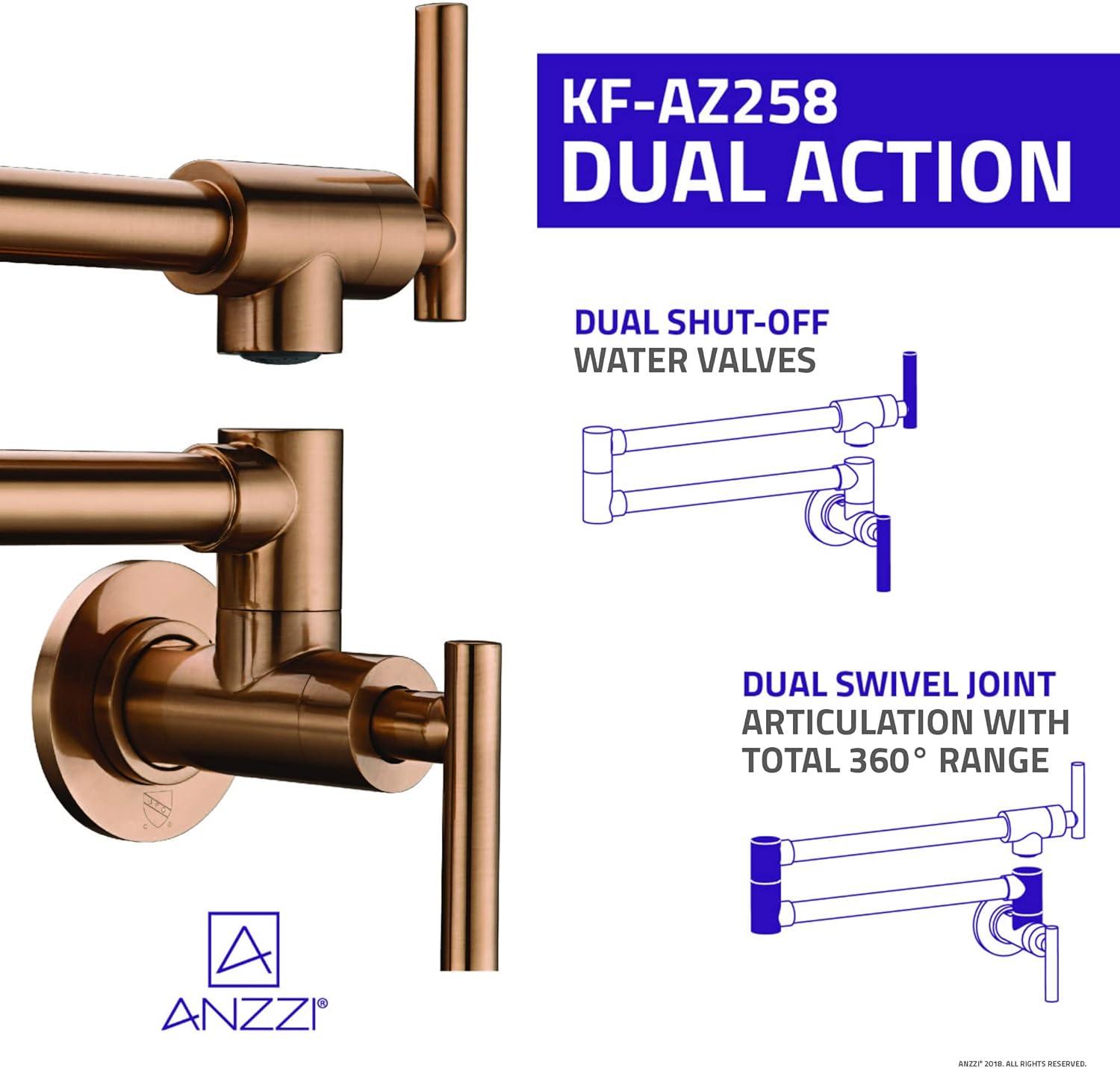 Rose Gold 24" Wall Mounted Pot Filler with Dual Handles