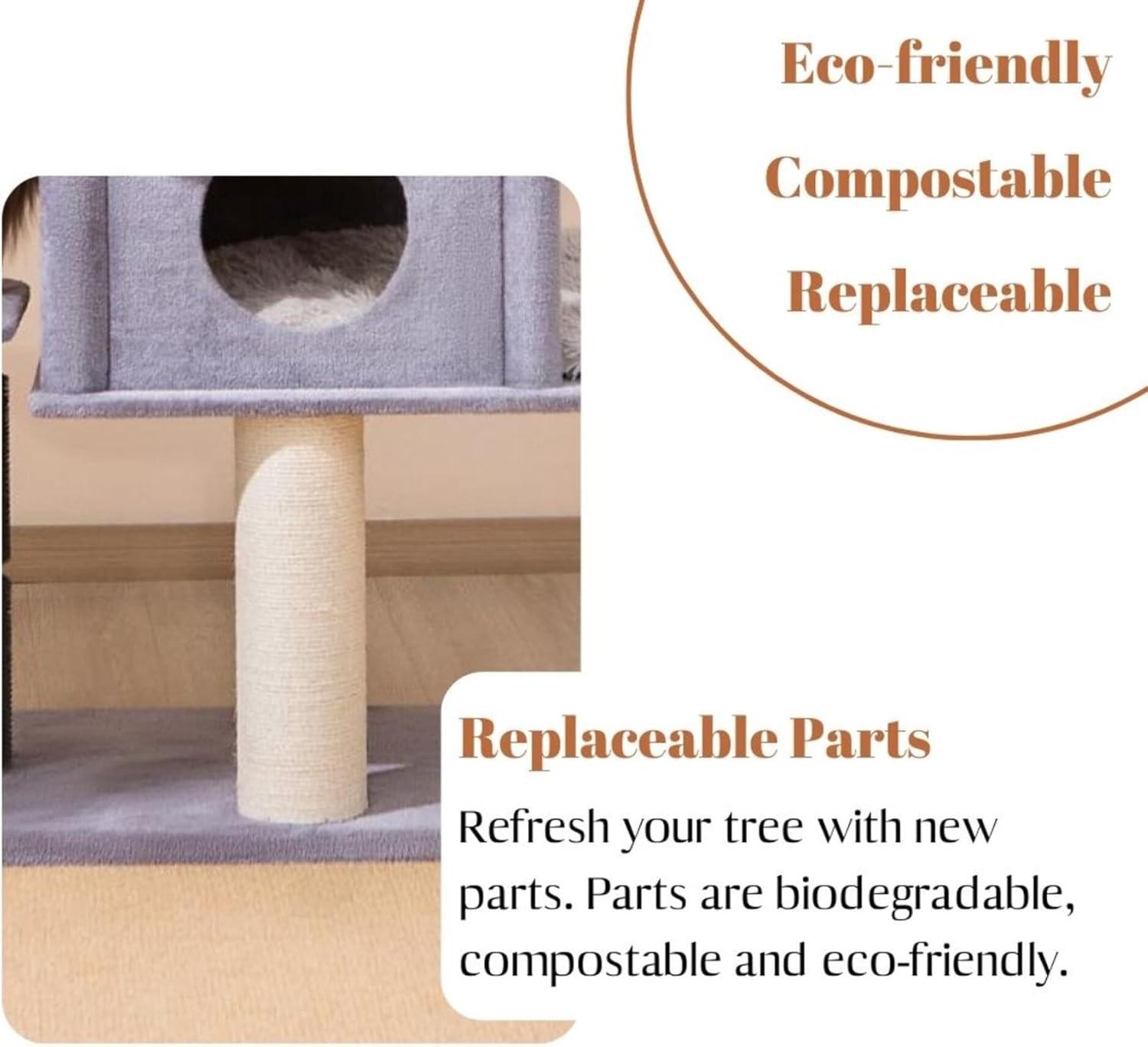 57" Cat Tree with Condo and Rubber Groomer
