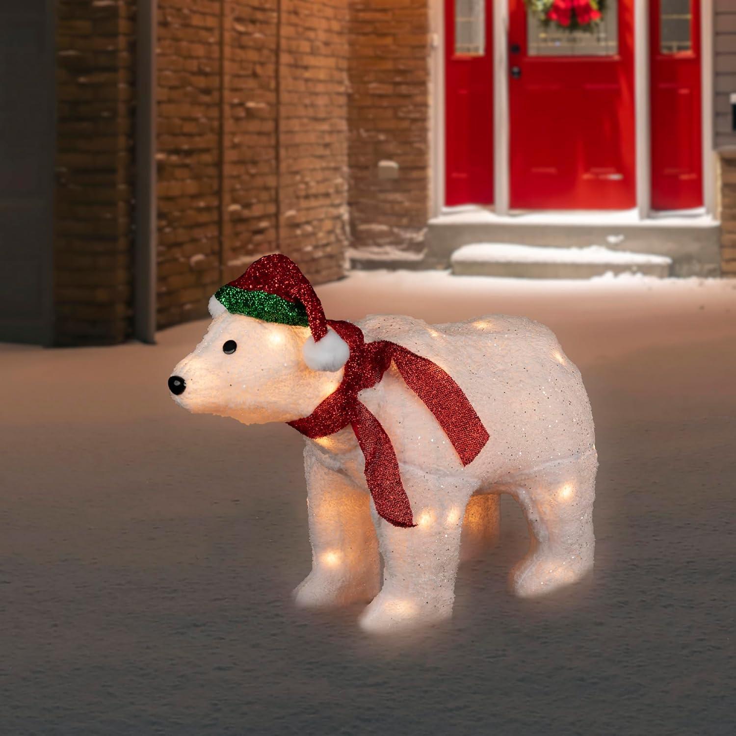 Northlight Seasonal 23" Pre-Lit White Glittered Polar Bear Outdoor Christmas Decoration