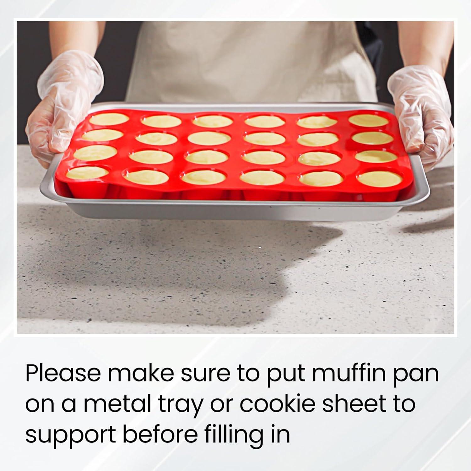 Artrylin 24 Cups Silicone Muffin Pan Cupcake Pans,Silicone Baking Molds,Nonstick BPA Free