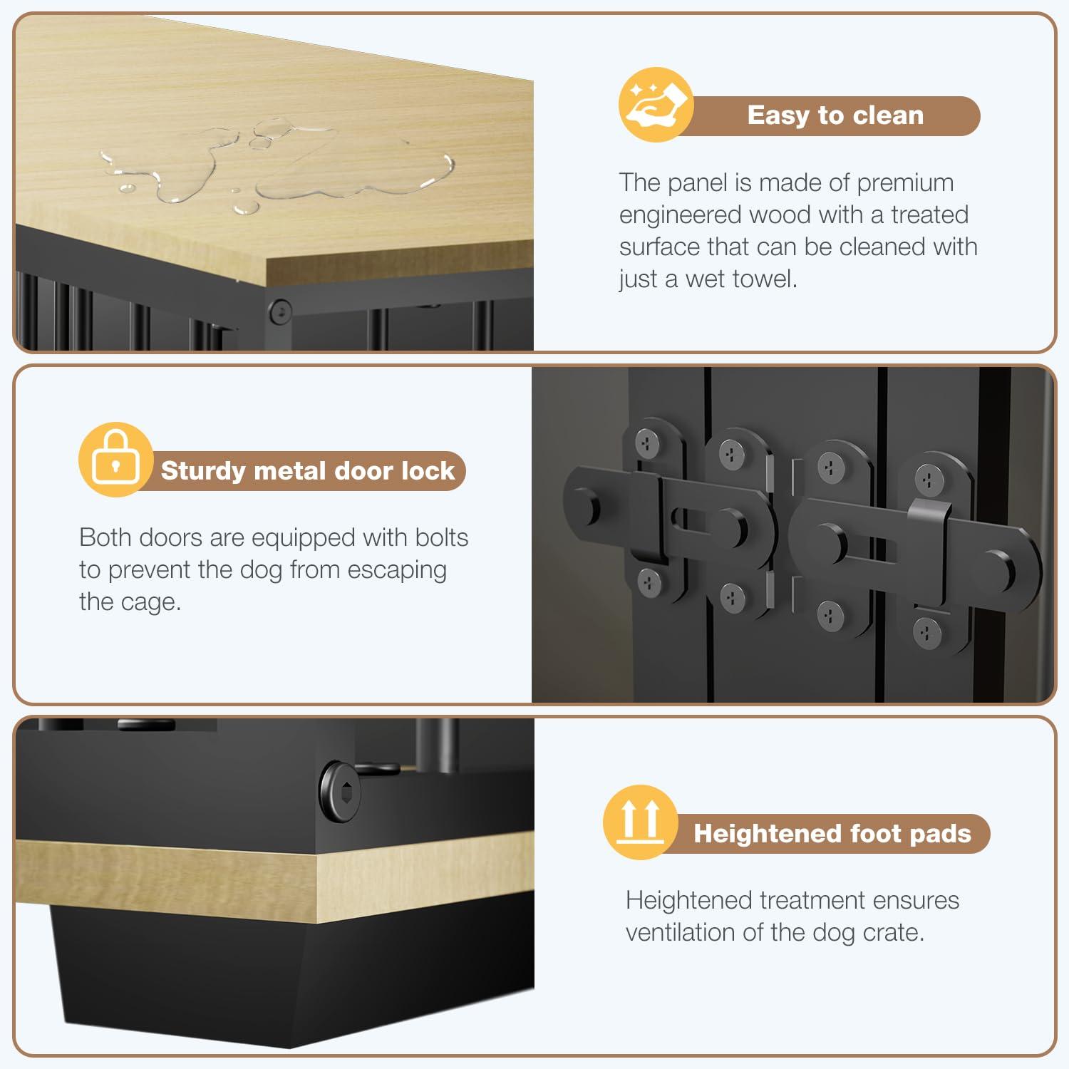 Tucker Murphy Pet™ Large Dog Crate Furniture for 2 Dogs, 71.6'' Steel Frame Dog Crate with Double Doors, Heavy Sturdy Dog Kennel