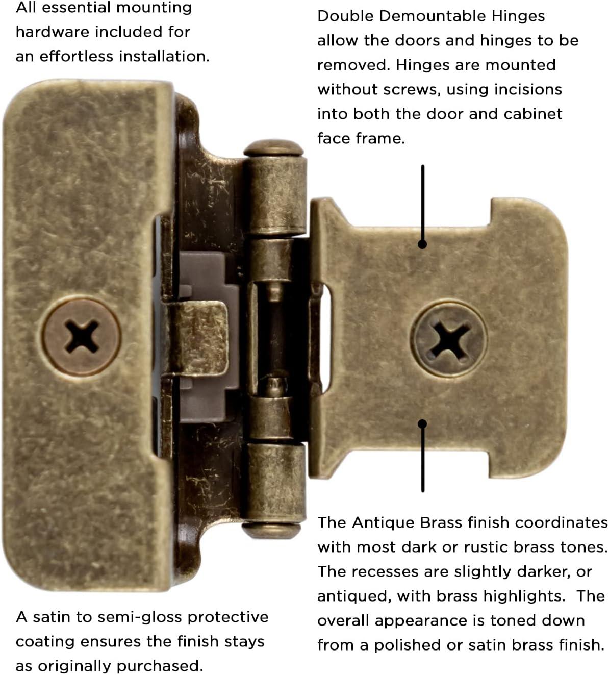 Antique Brass Double Demountable Cabinet Hinge