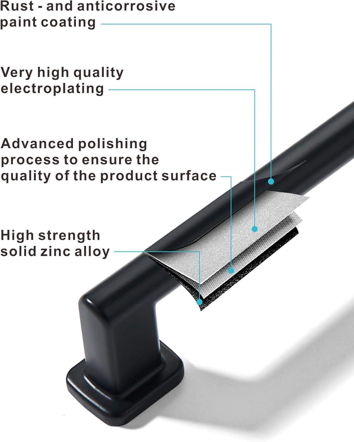 LIMUR 10 Pack 5 Inch (128 mm) Hole Center Matte Black Cabinet Pulls - Solid Zinc Alloy Kitchen Cabinet Handles, Drawer Pulls, Wardrobe & Dresser Handles, Cupboard Hardware